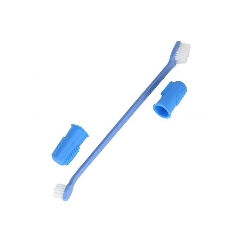 3PC pet brosse à dents 2-en-1