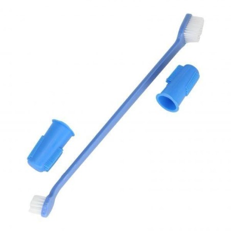3PC pet brosse à dents 2-en-1
